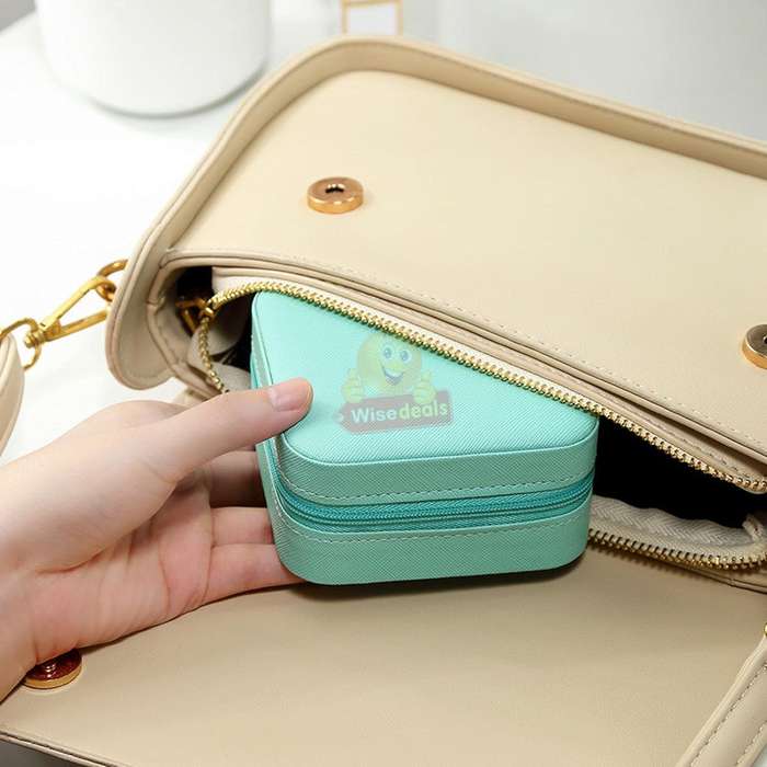 Leather Jewellery Zipper Storage Box in different colours