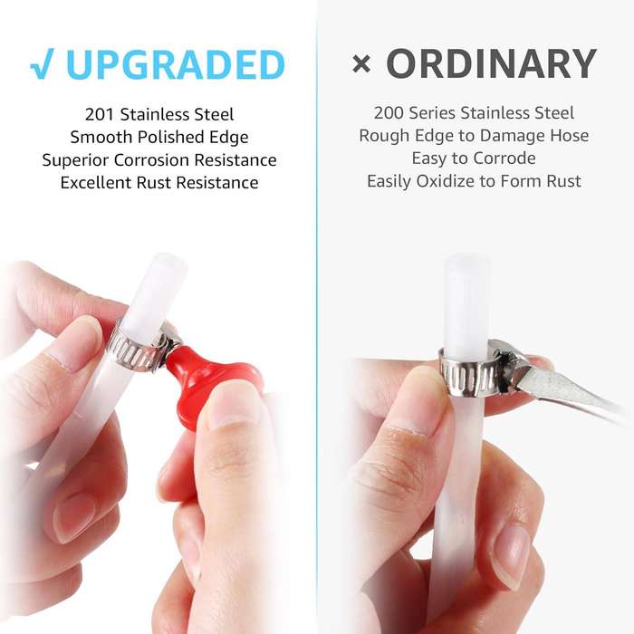 10 Pack Adjustable Stainless Steel Hose Clamp with Red Butterfly Key