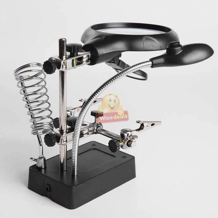 5 LED Auxiliary Clip Magnifier Soldering Stand with AC/DC Interchangeable