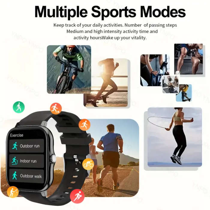 Silver 1.81" Smart Watch, High Definition Touchscreen, Vibrate, Audio, Bluetooth, Heart sensor
