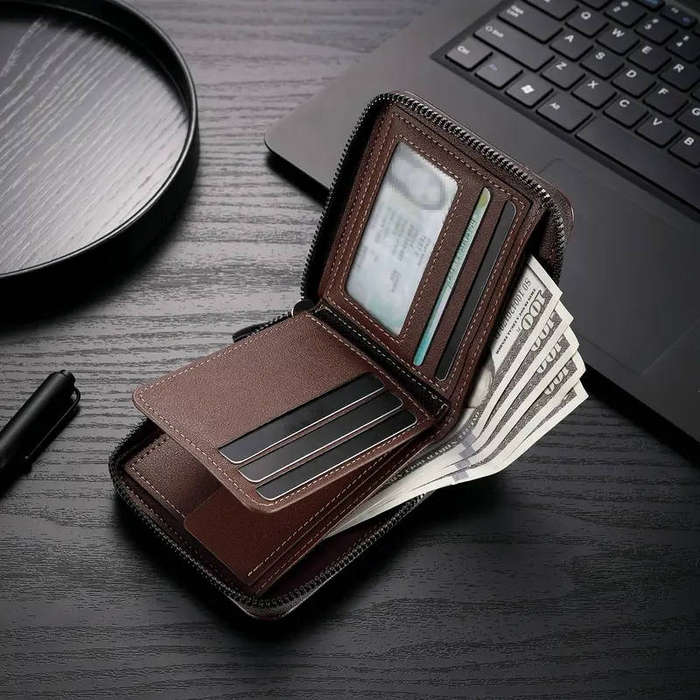 BRAND NEW! Carrken Style Leather Men's Wallet - Dark Coffee Color