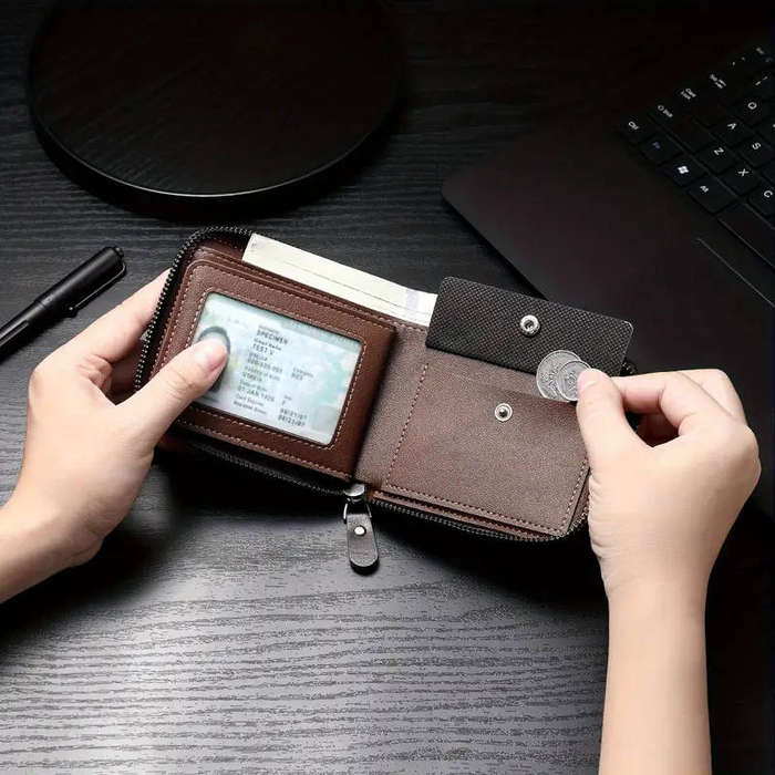 BRAND NEW! Carrken Style Leather Men's Wallet - Dark Coffee Color
