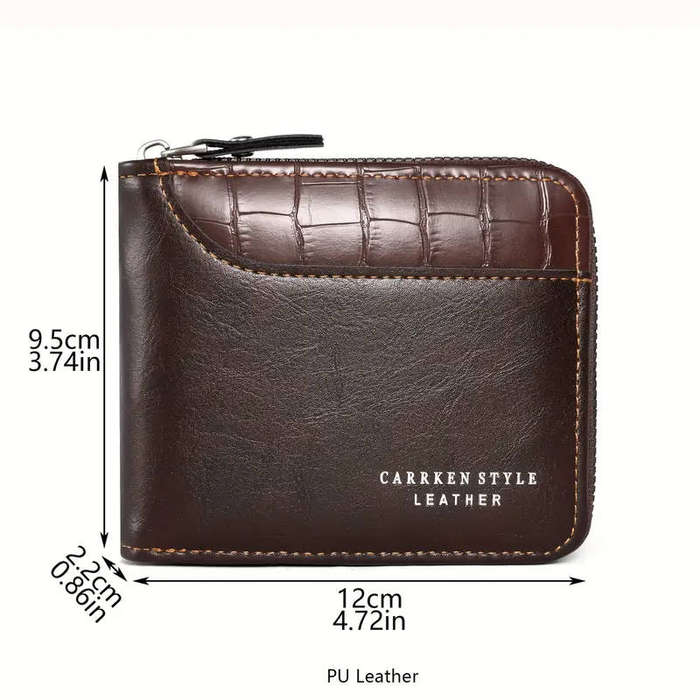 BRAND NEW! Carrken Style Leather Men's Wallet - Dark Coffee Color