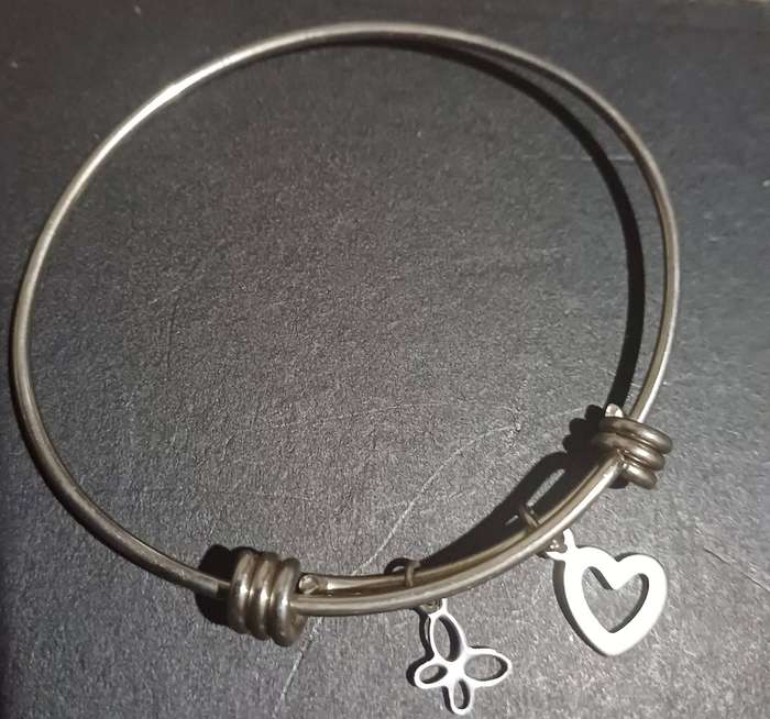 Titanium adjustable bangle with charms