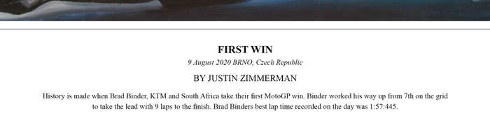 BRAD BINDER 'FIRST WIN' - A3 Colour Limited Edition Art Print