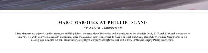 MARC MARQUEZ AT PHILLIP ISLAND - A3 Colour Limited Edition Art Print