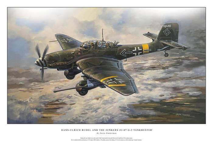 HANS-ULRICH RUDEL AND THE JUNKERS JU-87 G-2 TANKBUSTER - Colour Limited Edition Art Print