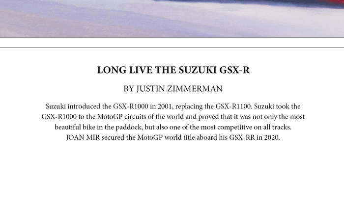 LONG LIVE THE SUZUKI GSX-R - Colour Limited Edition Art Print