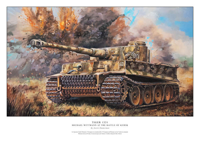 TIGER 1331 - MICHAEL WITTMANN AT THE BATTLE OF KURSK - Colour Limited Edition Art Print