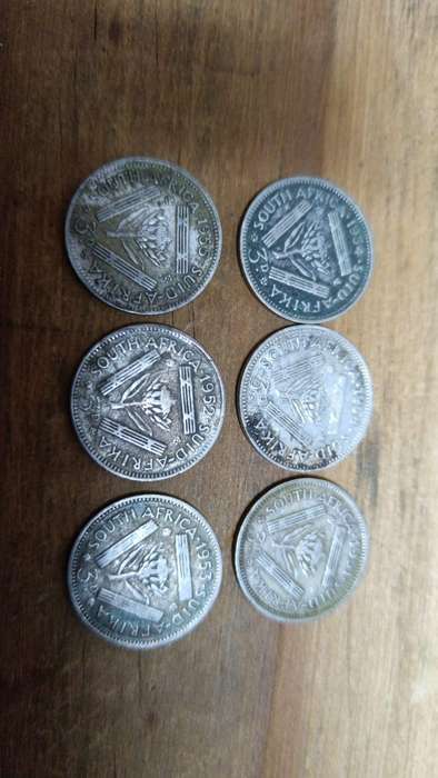 6 x 50% 3 pence coins