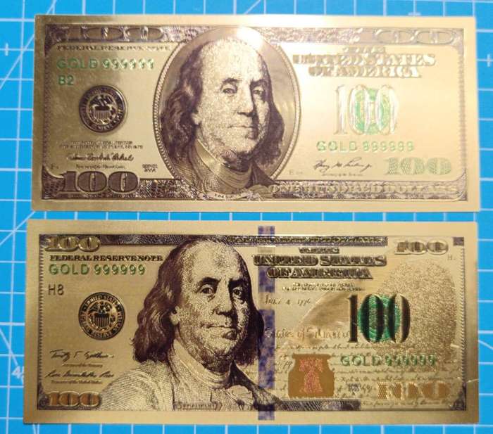 USA gold foiled 2 x $100