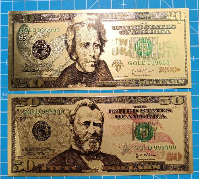 USA gold foilded $20 and $50