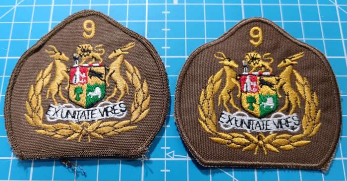 SADF - 9 Division Sergeant Major Rank Badge Pair