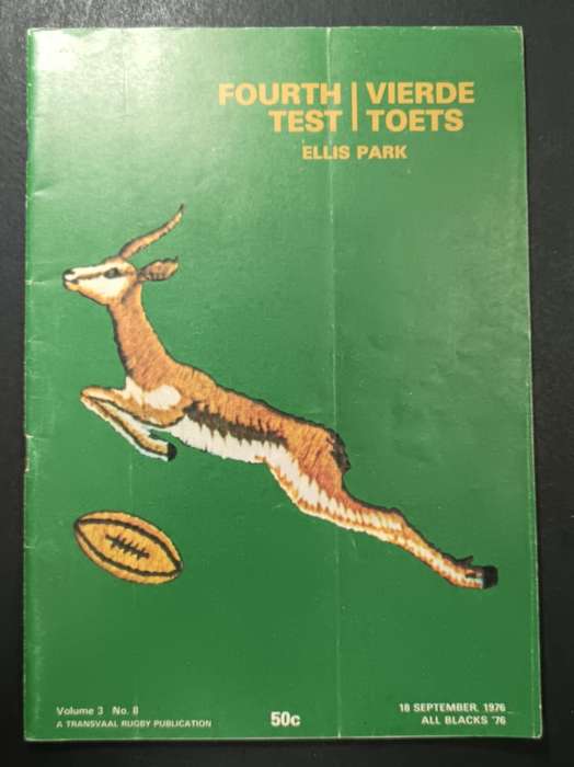1976 All Blacks VS The Springboks at Ellis Park Programme - Top Condition
