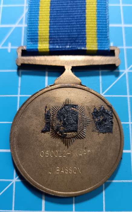 Full Size South African (SAP) 75 Year Medal:J.Basson