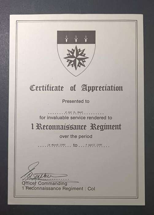 Special Forces Super Soldier - Mike West ( SAS and Recce ) SF Certificate