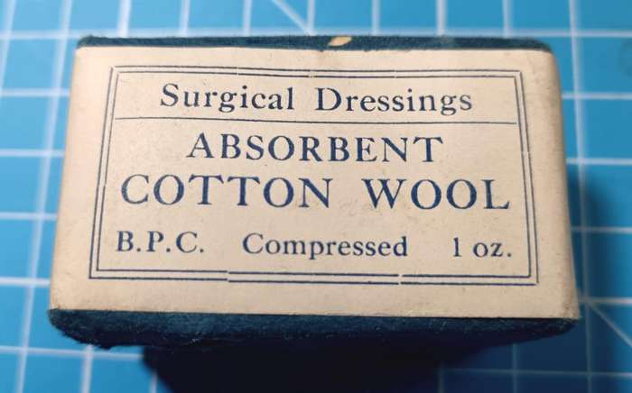 Vintage Military Surgical Dressing - 1OZ Cotton Wool