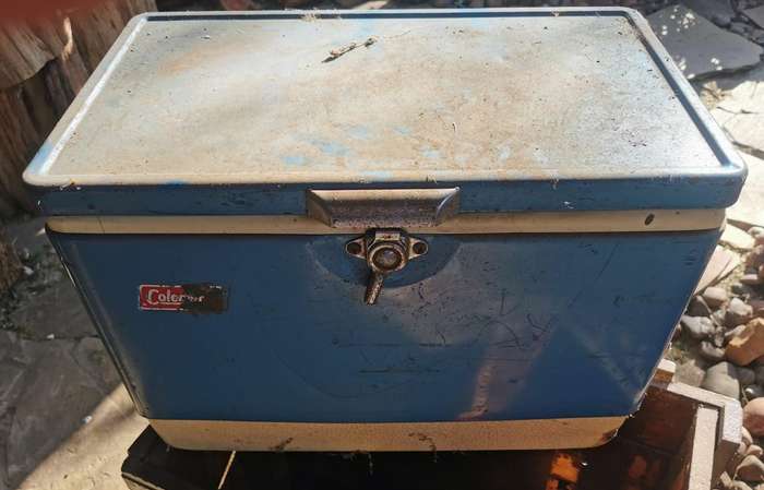 Large Ammo-Crate converted to a Cooler Box ( Vintage Coleman Cooler )
