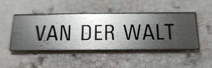 SADF - Van Der Walt Name Tag