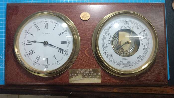 Johannesburg Regiment Barometer Given to WO Du Plessis for 45 Years of Service