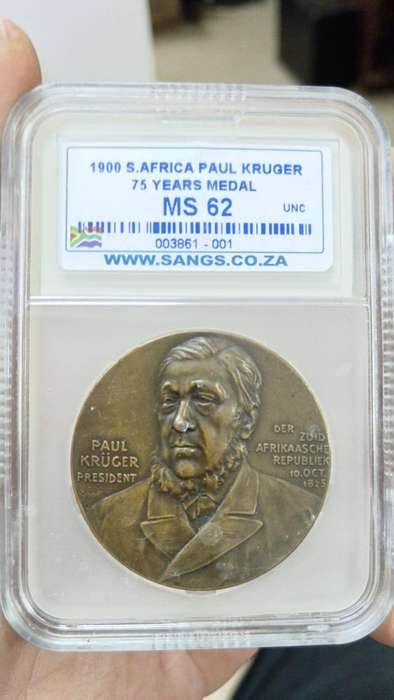 Paul Kruger 1900 75 year birthday medal.  Graded MS62