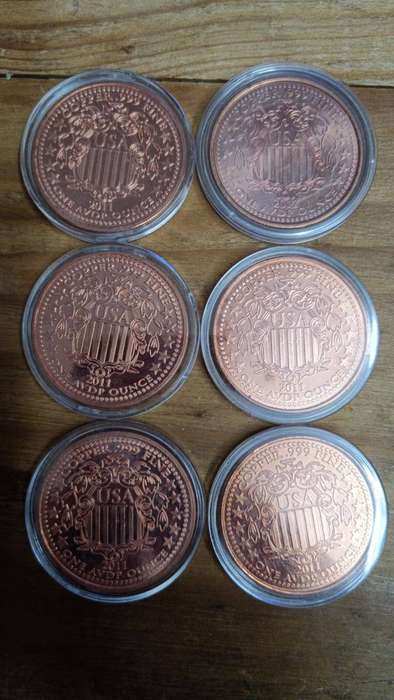 Copper 1 oz Medals - Bid per coin