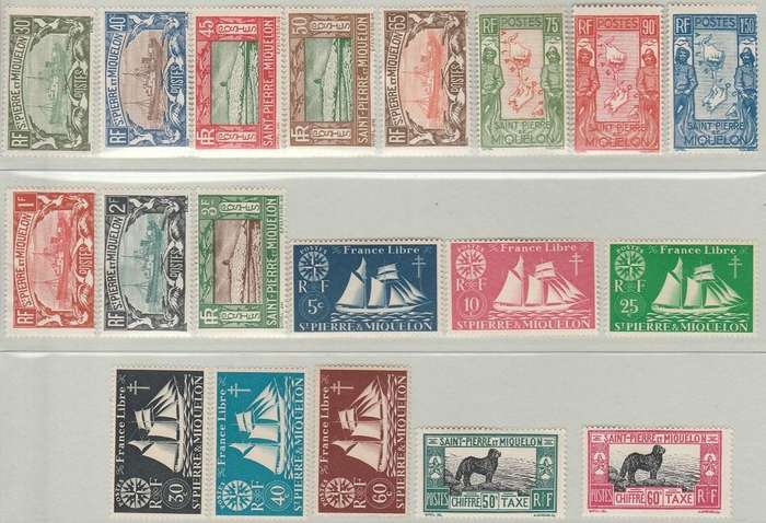 ST PIERRE AND MIQUELON COLLECTION: 1909 ONWARDS MH:2SCANS