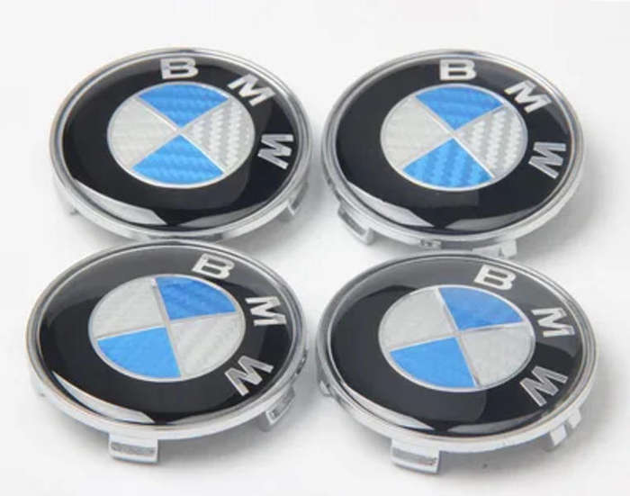 BMW Blue Carbon centre caps-68mm-4pk compatible with BMW vehicles