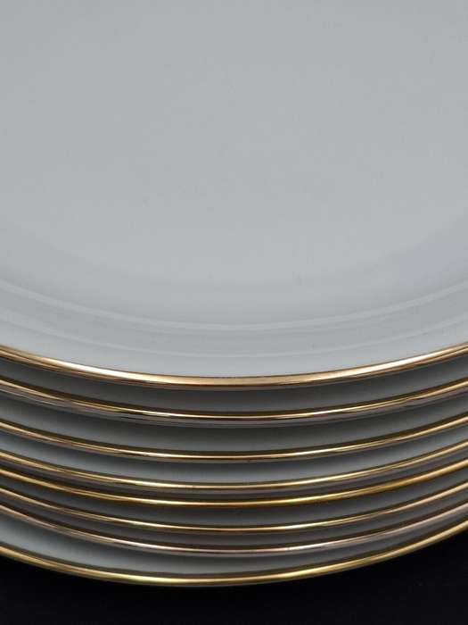 Vintage KPM Krister Germany Ivory Porcelain 54 piece dinnerware & tea cup set - gold trim