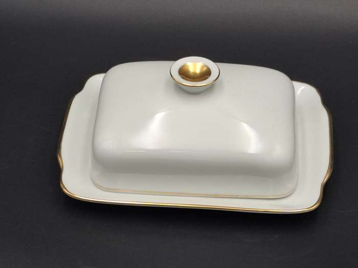 Vintage KPM Krister Germany Ivory Porcelain 54 piece dinnerware & tea cup set - gold trim