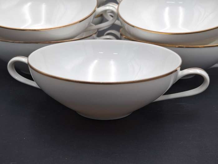 Vintage KPM Krister Germany Ivory Porcelain 54 piece dinnerware & tea cup set - gold trim