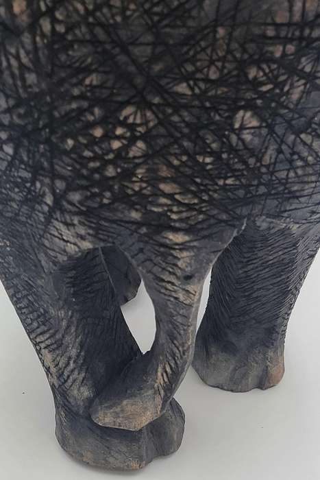 Elephant Wood Carving - Stunning craftmanship - 42cm H