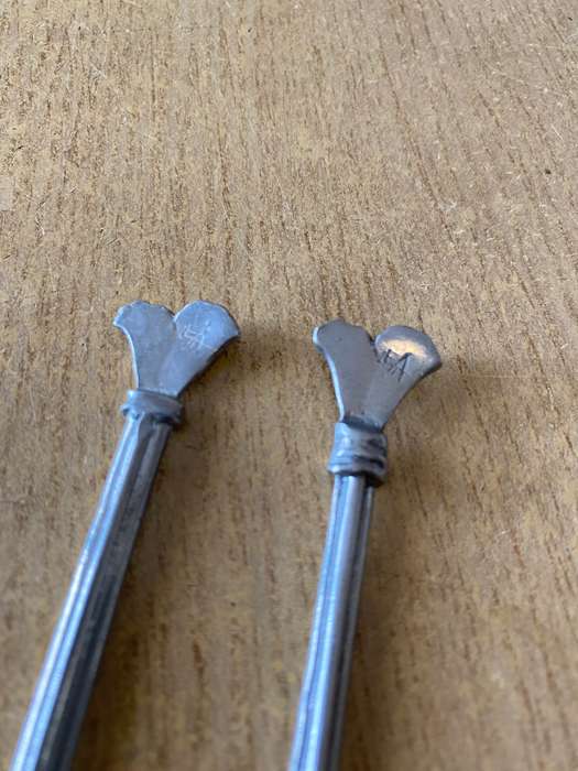 Pewter jam spoon and butter knife