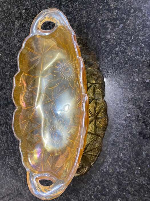 Carnival glass pickle dish