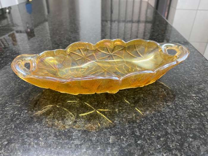 Carnival glass pickle dish