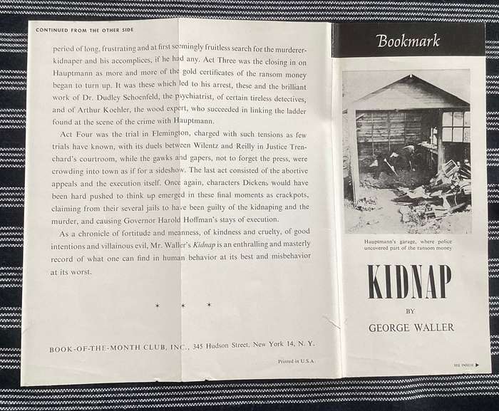 KIDNAP (The story of the Lindbergh-baby case). Hardcover, Good+condition.