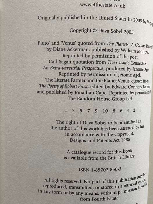 THE PLANETS, by Dava Sobel. Beautifully presented hardcover, first edition.