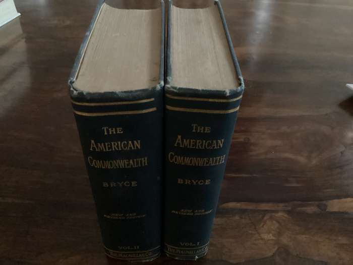 THE AMERICAN COMMONWEALTH Volumes 1 & 2. Hardcovers, 1920 N.Y.