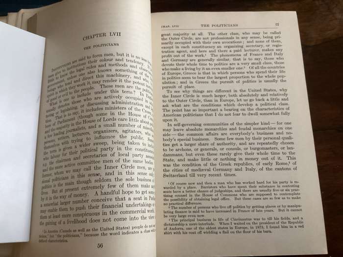 THE AMERICAN COMMONWEALTH Volumes 1 & 2. Hardcovers, 1920 N.Y.