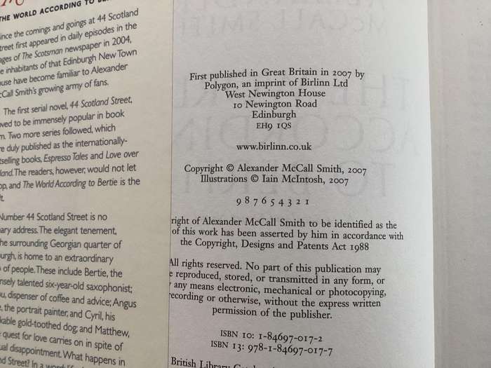THE WORLD ACCORDING TO BERTIE. Hardcover by Alexander McCall Smith. V Good+ condition.