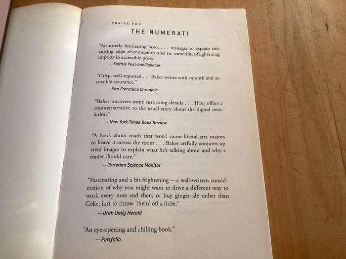 THE NUMERATI. by Steven Baker. Paperback, in a Good+ condition.