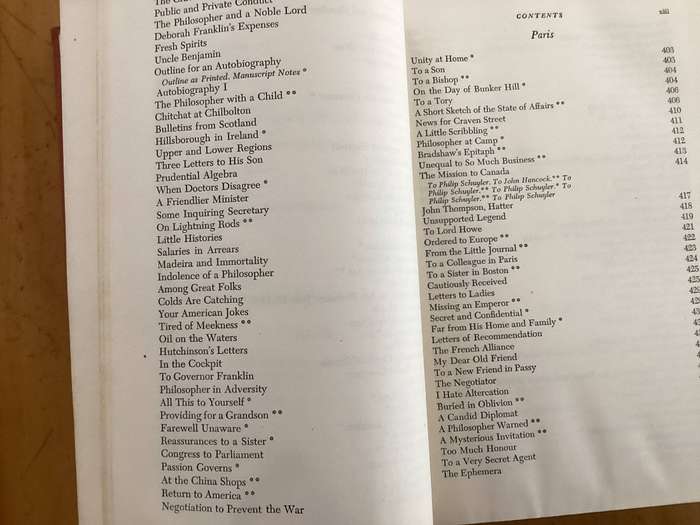 BENJAMIN FRANKLINS Autobiographical Writings, selected by Carl Van Doren. (1946).