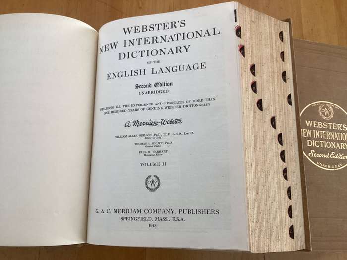 WEBSTERS NEW INTERNATIONAL DICTIONARY (1948). Volumes 1 & 2. Good+ condition.