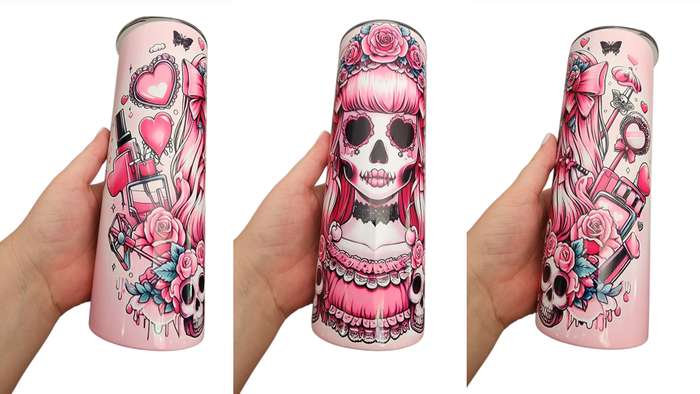 Girly Pops Skull Stainless Steel Tumbler With Straw