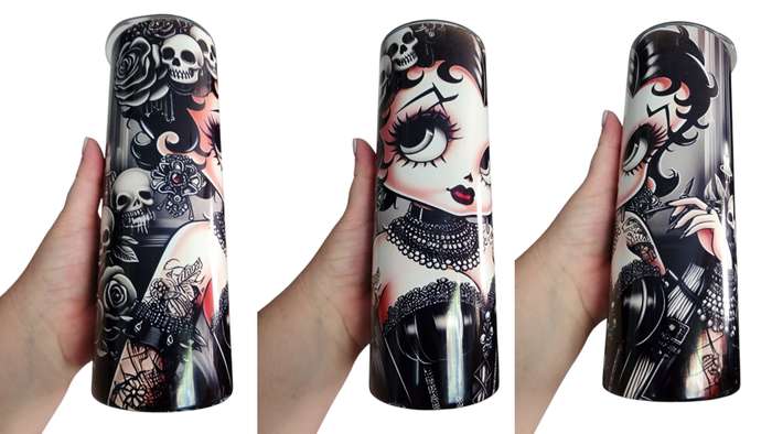 Gothic Betty Boop Stainless Steel Tumbler With Straw