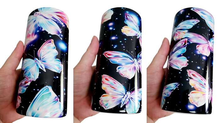 Butterflies Stainless Steel Tumbler With Straw 440ml