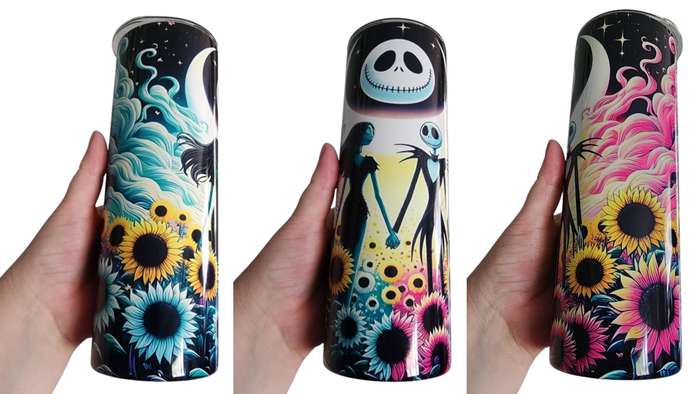 Jack & Sally Nightmare Before Christmas Stainless Steel Tumbler With Straw