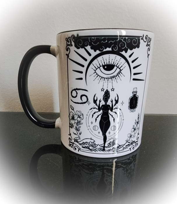 Cancer Witchy Star Sign Black / White  Mug