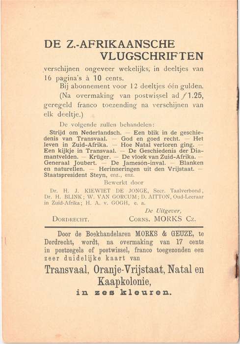 Wat zullen wij doen voor onze broeders in Zuid-Afrika?, Jhr. Mr. F. BEELAERTS VAN BLOKLAND