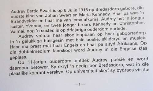 'n Blywende Vreugde. Briewe van Audrey Blignaut saamgestel deur Lynne Fourie e.a.